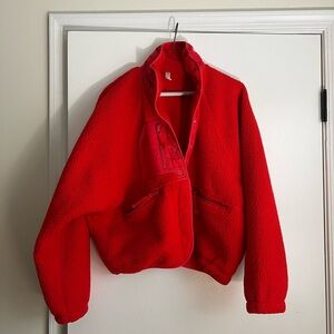 Free People Red Hit The Slopes Fleece Jacket Size Small